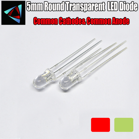 30 pièces LED 5mm rouge et jaune vert Cathode commune et Anode commune 5mm haute Diode électroluminescente ronde bicolore transparente ► Photo 1/1