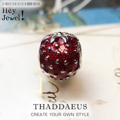 Perles fraise, breloque plaquée argent pour Bracelet, collier bricolage, cadeau pour femmes ► Photo 1/6