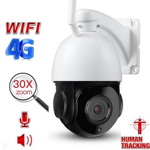 Suivi automatique humain d'ai 5MP HD 4G caméra IP WiFi caméra extérieure PTZ IR 30X Zoom mise au point automatique CCTV Wi-Fi Onvif caméra Audio bidirectionnelle ► Photo 1/6