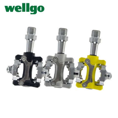 Wellgo – pédales légères sans clip pour vélo de tourisme, 9/16 pouces, CR-MO, compatibles avec SHIMANO SPD 294g, W01 ► Photo 1/6