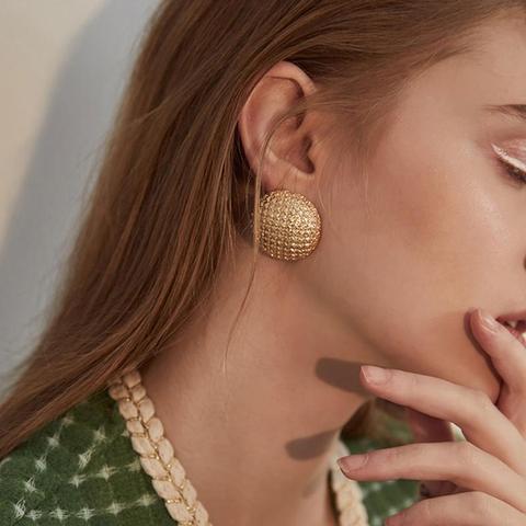 AENSOA – boucles d'oreilles rondes en métal doré pour femmes, bijoux Vintage simples, à la mode, 2022 ► Photo 1/6