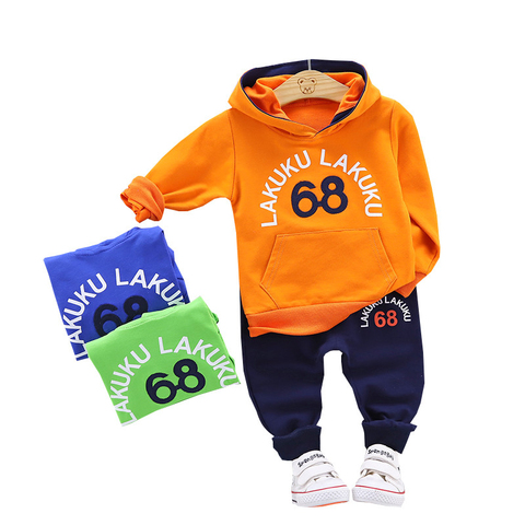 En bas âge Survêtement Automne Bébé Vêtements Ensembles Enfants Garçons Filles Mode Marque Vêtements Enfants À Capuche T-shirt Et Pantalon 2 Pcs Costumes ► Photo 1/6