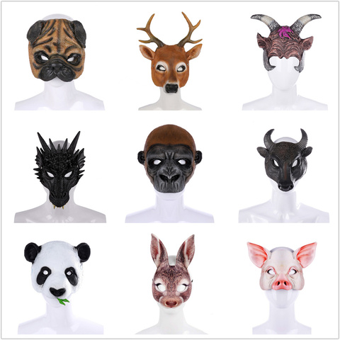 Adulte enfants Halloween Cosplay 3D Animal masque PU mousse lapin chien cerf Dragon masque femmes hommes carnaval fête Club jeu de rôle masque ► Photo 1/6