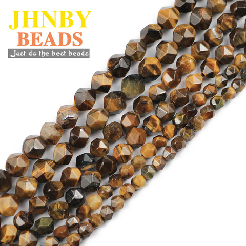 JHNBY – perles en pierre naturelle œil de tigre à facettes, entretoises de 6/8/10MM, pour la fabrication de bijoux, bracelets et colliers, accessoires DIY ► Photo 1/6