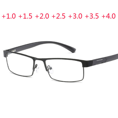 Lunettes de lecture en alliage pour hommes, hypermétropie, entièrement en métal, + 1.0 + 1.5 + 2.0 + 2.5 + 3.0 + 3.5 + 4.0 ► Photo 1/6