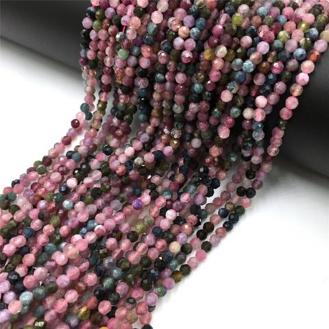 Perles de Tourmaline naturelle, Rose à facettes, petite pierre pour la fabrication de bijoux, bagues et Bracelets, 15.5 pouces ► Photo 1/3