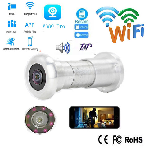 Mini caméra de sécurité avec lentille grand Angle FishEye 1.56mm HD 2mp, dispositif de sécurité avec trou pour les yeux de porte, réseau CCTV, WifI, carte P2P TF ONVIF ► Photo 1/2