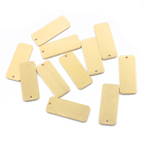 Étiquettes rectangulaires plates en laiton brut 10 pièces, breloques d'estampage vierges pour bricolage boucles d'oreilles Bracelet collier accessoires de bijouterie ► Photo 1/6