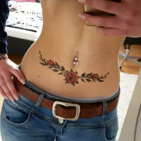 Faux tatouages temporaires autocollants Sexy en forme de cœur, Rose, imperméable, grande taille, pour femmes et filles ► Photo 1/6