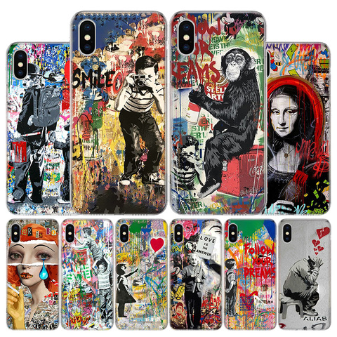 Banksy Graffiti Art abstrait Coque de téléphone pour Apple Iphone 12 11 Mini Pro X XR XS Max 7 8 6 6S Plus 5 SE 7G 6G + Art housse Coque C ► Photo 1/1