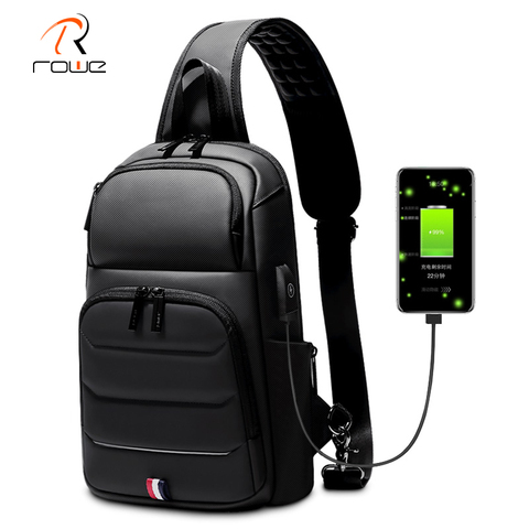 Rowe classique hommes sac à bandoulière étanche affaires sacs à bandoulière USB charge Anti-vol poitrine sac pour hommes idéal pour 9.7 pouces iPad ► Photo 1/6