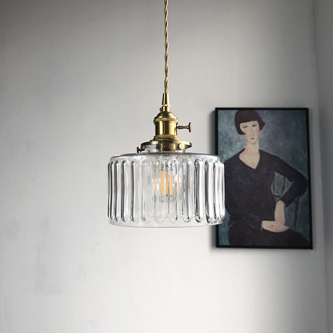 Lampe Led suspendue en verre au Design nordique moderne en cuivre japonais, Luminaire décoratif, idéal pour une chambre à coucher ► Photo 1/6