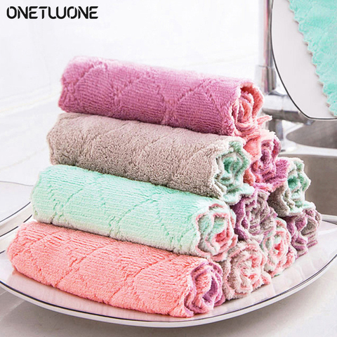 10 pièces chiffon de nettoyage pour le lavage Dishs cuisine fournitures cuisine Double face absorbant torchon spécial doux cuisine outil ► Photo 1/6