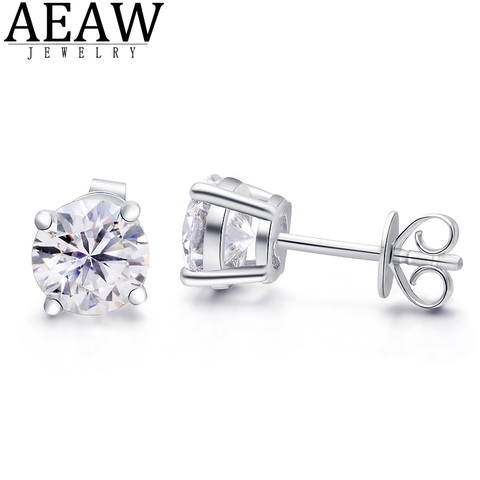 AEAW – boucles d'oreilles rondes en Moissanite, bijoux en argent, 2,00ct, 6.5mm, Test de diamant réussi, cadeau pour petite amie ► Photo 1/6