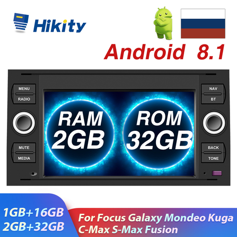 Hikity Android 8.1GPS autoradio 2Din voiture lecteur multimédia 7 ''lecteur Audio pour Focus Galaxy Mondeo Kuga c-max s-max Fusion voitures ► Photo 1/6