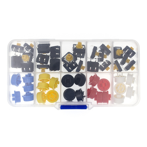 25 pièces Tactile bouton poussoir momentané 12*12*7.3MM Micro bouton de commutation + 25 pièces Tact Cap(5 couleurs) ► Photo 1/6