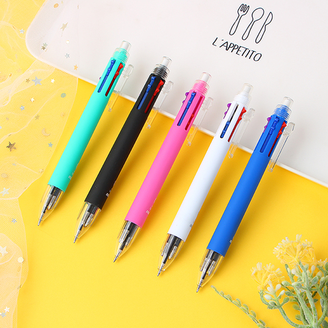 6 en 1 stylo à bille multicolore comprend 5 couleurs stylo à bille 1 automatique crayon haut gomme pour marquer l'écriture fournitures scolaires de bureau ► Photo 1/6