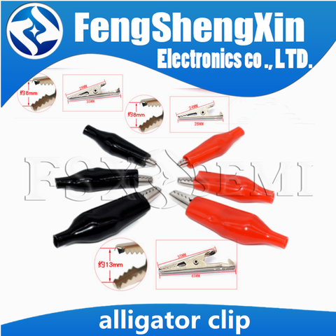 20 pcs/lot 28/35/45 MM pince Alligator en métal G98 pince électrique Crocodile test sonde mètre noir rouge avec botte en plastique ► Photo 1/2