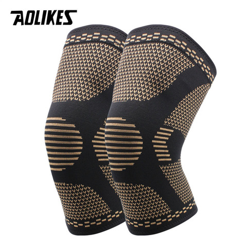 AOLIKES – attelle de genou en cuivre, 1 paire, pour la douleur d'arthrite et le soutien, Compression des manches du genou pour l'entraînement sportif, soulagement de l'arthrite ► Photo 1/6