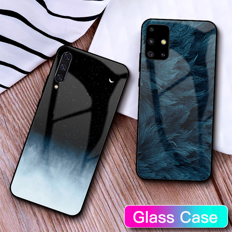 GFAITH Verre Trempé étui pour Samsung Galaxy A50 Imprimé Plumes Housse Pour Samsung Galaxy A30 A71 S20 A40 S9 A70 A51 Cas S8 S10 S20 Ultra Case ► Photo 1/6