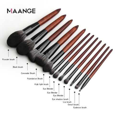 MAANGE – ensemble de pinceaux de maquillage de haute qualité, pour fond de teint, poudre, mélange d'ombre, courbure, Eye-Liner, Base cosmétique, 11/12 pièces ► Photo 1/6