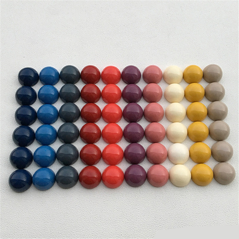 Demi-pilule ronde colorée 18mm, Cabochons pour jeux de société, accessoires Gobang, pièces d'échecs de couleur unie, 10 pièces/lot ► Photo 1/6