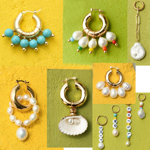 Boucles d'oreilles en perles d'eau douce pour femmes, grandes boucles d'oreilles, style boho, 2022 ► Photo 1/6