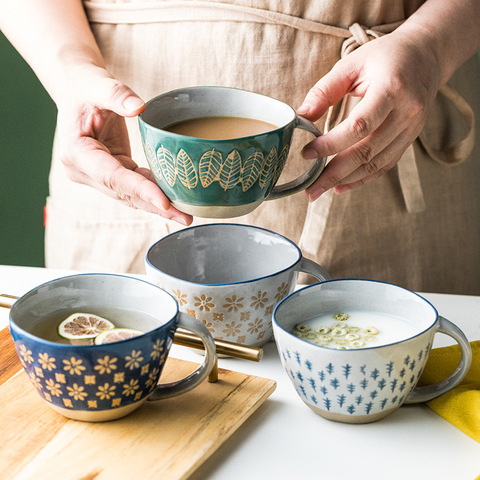 Vintage poterie tasses forme irrégulière tasses créatives pour lait eau café ou thé cuisine bureau boisson Ware cadeau Unique décor à la maison ► Photo 1/6