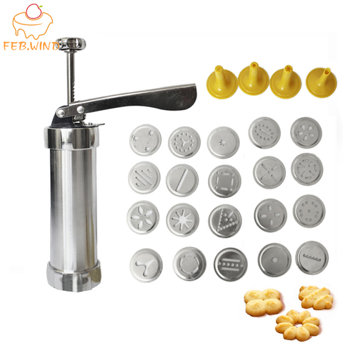 FEBWIND outils de cuisson manuel Biscuit Cookie presse timbres ensemble gâteau décoration outils fabricant avec 4 buses 20 moules à biscuits 063 ► Photo 1/6