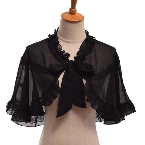 Lolita filles JSK robe noir Mini Cape pour été courte Cape en mousseline de soie ► Photo 1/5