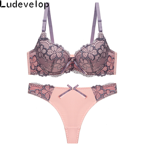 Ensemble de soutien-gorge Sexy, bonne qualité, ensemble de soutien-gorge en dentelle, bonnets ABC, Push Up, soutien-gorge tanga, sous-vêtements brodés ► Photo 1/6