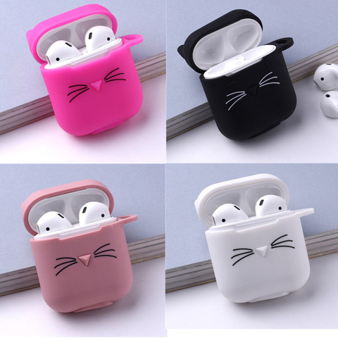 Étui AirPods en Silicone pour écouteurs sans fil, mignon chat, sacs de rangement pour écouteurs Apple, housses de protection ► Photo 1/6