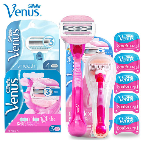 Gillette Femmes Rasoir Venus Breeze 3 Couches En Acier Inoxydable Lames De Rasoir Fille Corps Épilateur Rasoir Avec Mallette De Rangement ► Photo 1/6