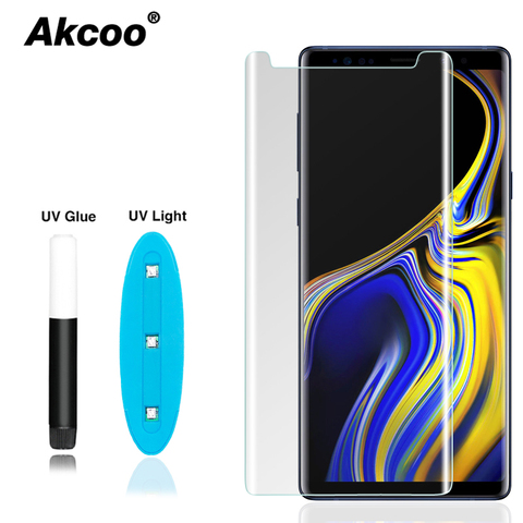 Akcoo Note 9 protecteur d'écran avec nano liquide UV colle pour Samsung Galaxy S8 S9 Plus S7 S6 bord note 8 pleine colle verre protecteur ► Photo 1/6