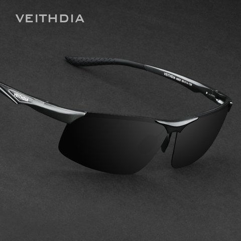 Veithdia – lunettes de soleil polarisées pour hommes, en aluminium magnésium, semi-bords, conduite de nuit, miroir, 6502 ► Photo 1/6