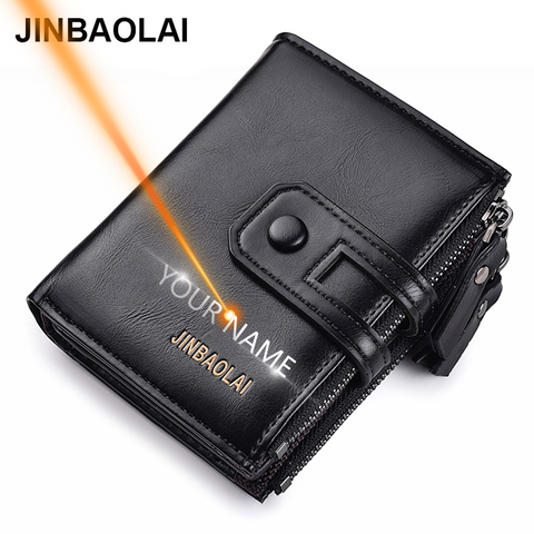 Portefeuille court en cuir PU pour hommes, porte-cartes à Double fermeture éclair, porte-monnaie Vintage de marque de haute qualité, 2022 ► Photo 1/6