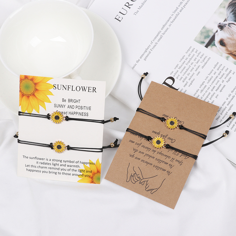 Tournesol fBFF je t'aime Morse Code Bracelet Couples correspondant Bracelets pour lui et son petit ami et petite amie mère cadeaux ► Photo 1/6