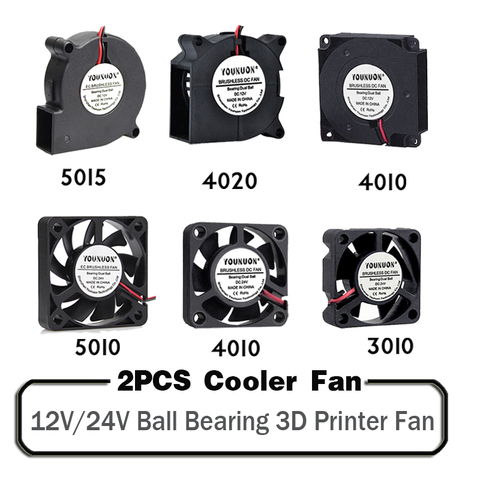 2 pièces roulement à billes 5015/4010/4020/3010/5010 12V & 24V refroidissement Turbo ventilateur Brushless 3D imprimante pièces 2PinDC refroidisseur ventilateur partie ventilateurs ► Photo 1/5