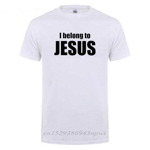 T-Shirt manches courtes pour homme, Streetwear en coton, avec inscription I appartient à jésus, Religion catholique et chrétienne, cadeau ► Photo 1/6