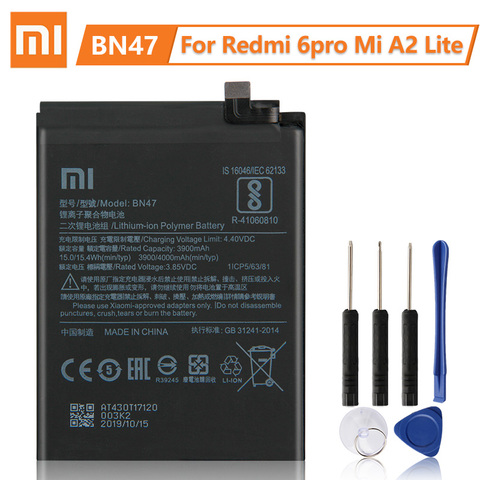 XiaoMi – batterie de remplacement BN47 pour téléphone portable RedMi6 Pro, Redmi 6 pro, Mi A2 lite, 100%, 3900mAh ► Photo 1/6