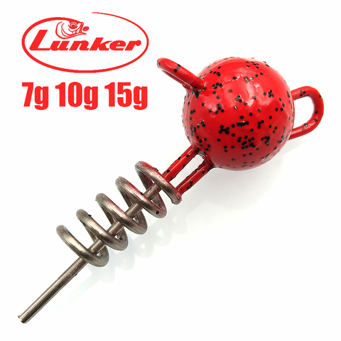 Lunker flexhead 7g 10g 15g citrouille vert rouge lueur brochet maskinongé gréement softbaits vissage broche centrale stinger plates-formes gabarit tête poids ► Photo 1/5