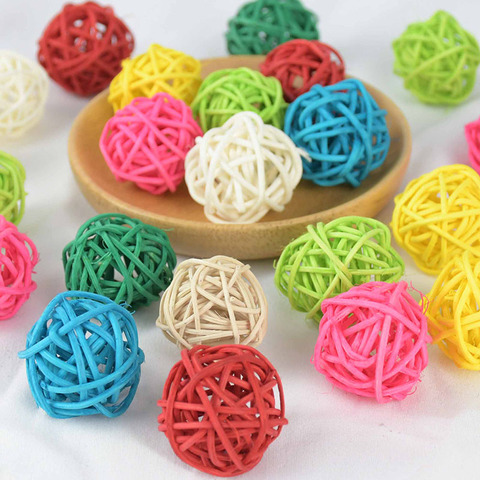 Boule en rotin naturel multicolore de forme ronde 3cm, 20 pièces, boule à takru, pour mariage, anniversaire, fête, noël, décoration noël ► Photo 1/6