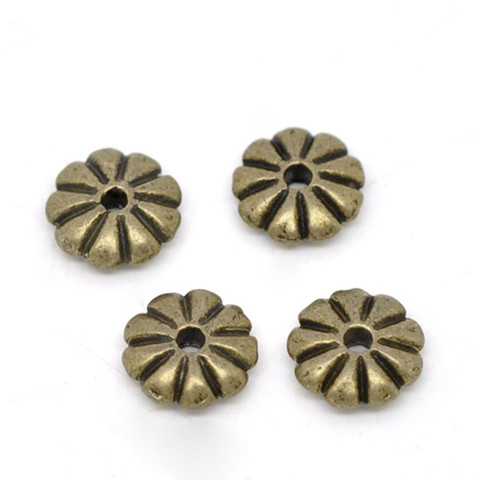 Perles d'espacement en alliage à base de Zinc doreenperles marguerite-fleur Antique couleur Bronze bijoux environ 7mm x 7mm, trou: environ 1.3mm, 25 pièces ► Photo 1/3