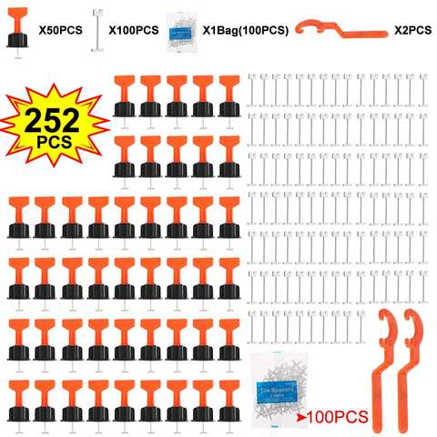 252 pièces/ensemble alignement carrelage nivellement cales carrelage entretoises système plat en céramique niveleur pour plancher mur Construction outils localisateur ► Photo 1/1