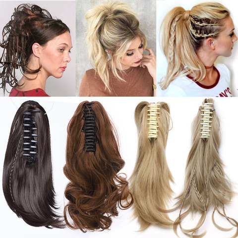 Extension capillaire synthétique 4 types-s-noilite | Postiche attachée par pince à cheveux, fausse queue de cheval noire brune blonde pour femmes ► Photo 1/6