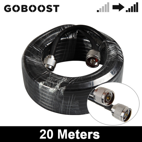 GOBOOST – câble Coaxial 5D noir de 20M, 50ohm, avec connecteur n-male, pour amplificateur de Signal cellulaire ou antenne 4g ► Photo 1/6
