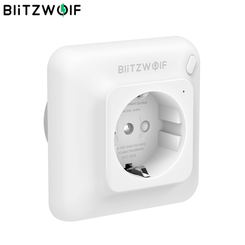 BlitzWolf 3680W Prise EU Prise murale WIFI Prise de courant universelle 16A Minuterie Télécommande Moniteur de puissance Prise murale intelligente sans fil Commutateur Fonctionne avec Alexa Google Assistant ► Photo 1/6