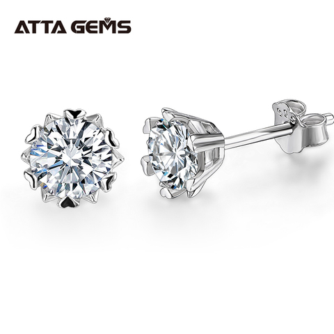 ATTAGEMS – boucles d'oreilles classiques en argent Sterling 100%, 925 ct, Moissanite, pierres précieuses d'anniversaire et de mariage, bijoux fins, cadeau, vente en gros ► Photo 1/6