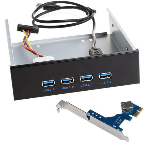 Répartiteurs de panneau avant USB 3.0, HUB USB 3.0, adaptateur de carte PCI Express PCI-E, baie d'extension de panneau avant de 5.25 pouces pour ordinateur ► Photo 1/1