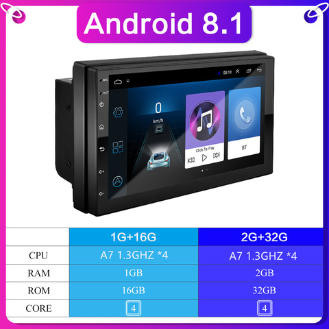 Autoradio 7 pouces Android 8.1, 2 go/32 go, navigation GPS, Bluetooth, vidéo, lecteur multimédia, stéréo, universel, 2 din, pour voiture ► Photo 1/6
